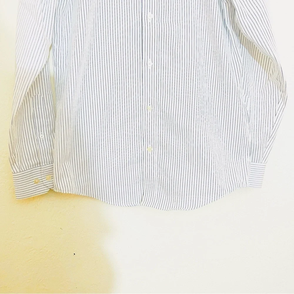 Banana Republic Slim Fit Non-Iron Striped Button Down Shirt Small Blue/White